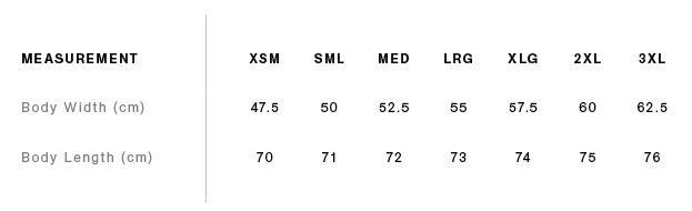 Womens OG TEE- Size Guide